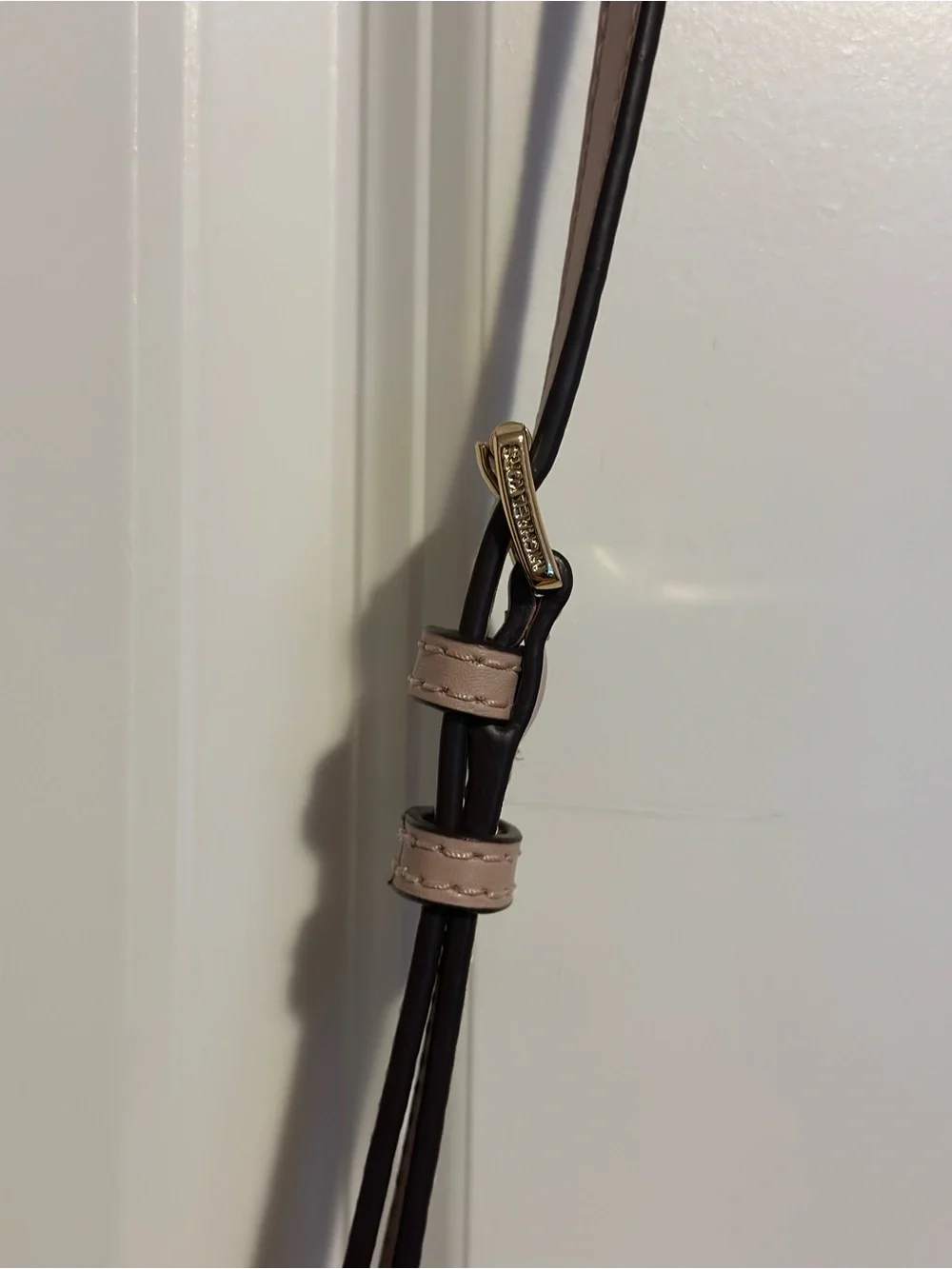 Michael Kors Pink & White MK Logo Crossbody with Gold Hardware